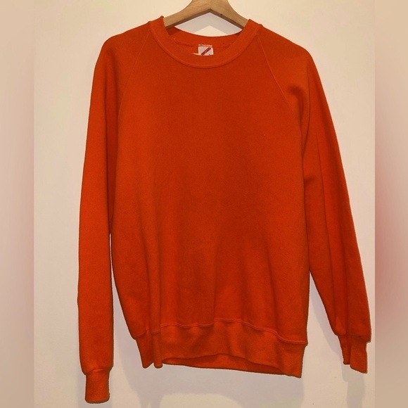 Vintage Jerzees Orange Crewneck Sweater with Ribbed Details size L - Picture 1 of 7